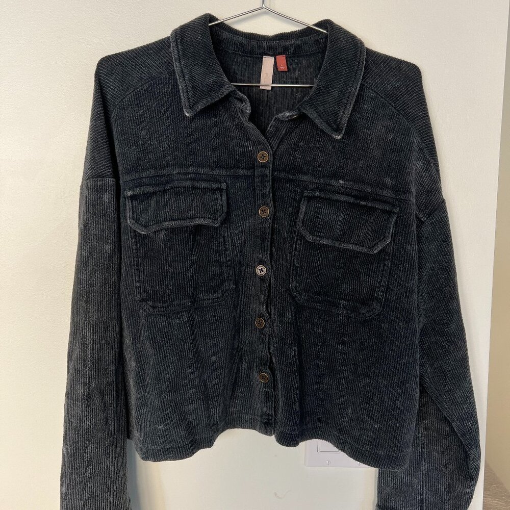 Pilcro Distressed Shirt or Light Jacket Gray Size Small